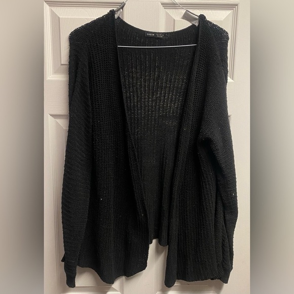 💕 2 For $10 SHEIN Oversized Black Slouchy Cardigan Size Medium - Picture 3 of 5
